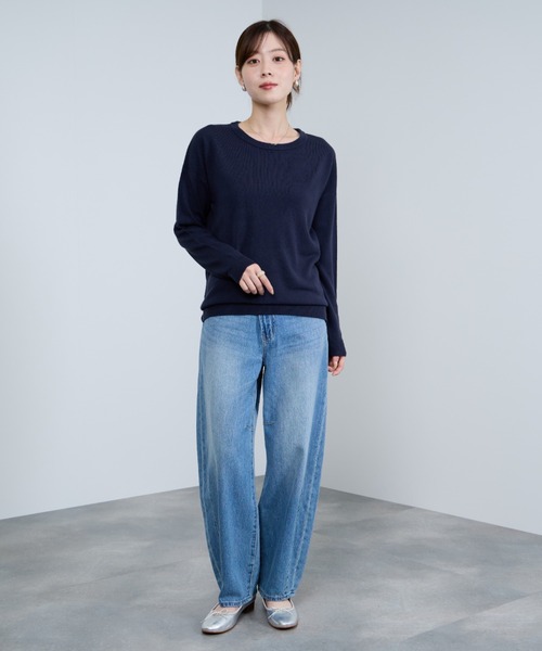 NAVY(ネイビー)の「カシミヤタッチクルーネックニット(ニット/セーター・レディース・グレイッシュベージュ/ネイビー/グレー・L/M)」の19枚目の写真