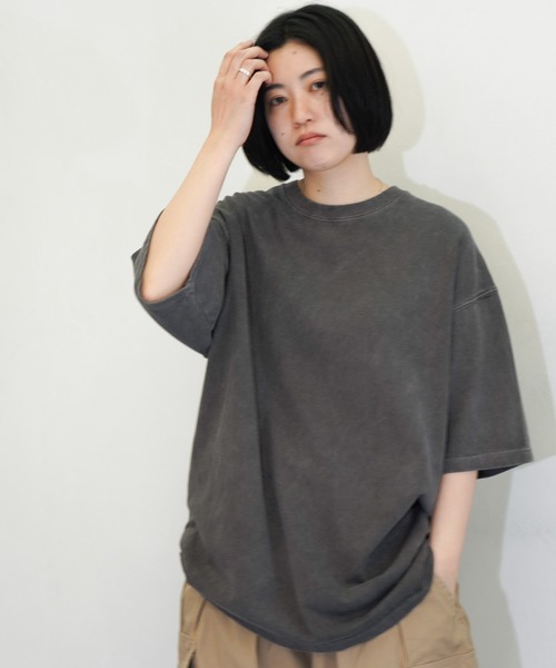 TOWNCRAFT(タウンクラフト)の「TOWNCRAFT / タウンクラフト VINTAGE DYE 9OZ TEE ヴィンテージ加工 ピグメント ヘビーウェイト 半袖Tシャツ(Tシャツ/カットソー・メンズ・ブラック/ターコイズブルー/グレー/ピンク/グリーン/パープル・MEDIUM/LARGE/X-LARGE)」の2枚目の写真