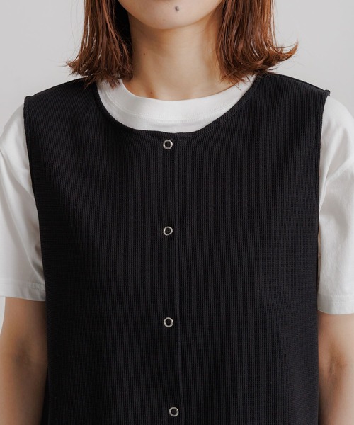 studio CLIP(スタディオクリップ)の「ダブルフロントワッフルベストタンクトップ(タンクトップ・レディース・ネイビー/ブラック・FREE)」の8枚目の写真