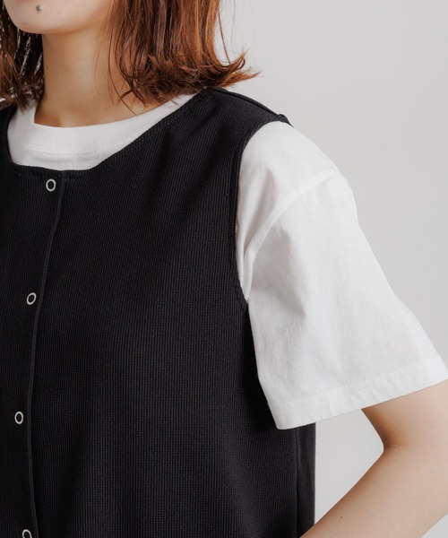 studio CLIP(スタディオクリップ)の「ダブルフロントワッフルベストタンクトップ(タンクトップ・レディース・ネイビー/ブラック・FREE)」の7枚目の写真