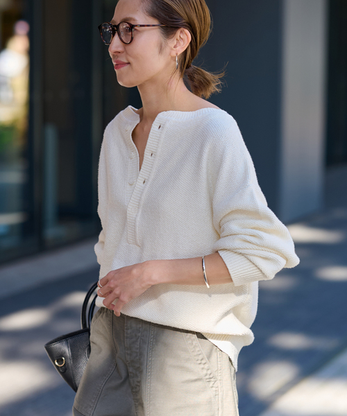 FRAMeWORK カノコ2WAYヘンリーニット　ホワイト 新品未使用タグ付き フレームワーク FRAMeWORK ≪追加予約 / 新色≫カノコ2WAYヘンリー