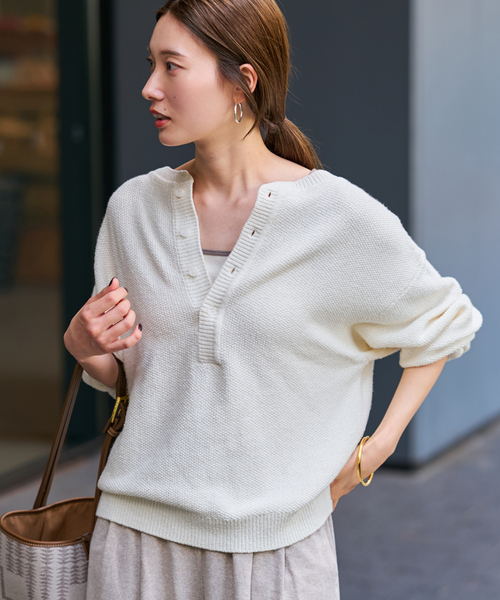 【新品タグ付】FRAMeWORK　フレームワーク　カノコ2WAYヘンリーニット ≪追加 / 新色≫カノコ2WAYヘンリーニット（ニット/セーター