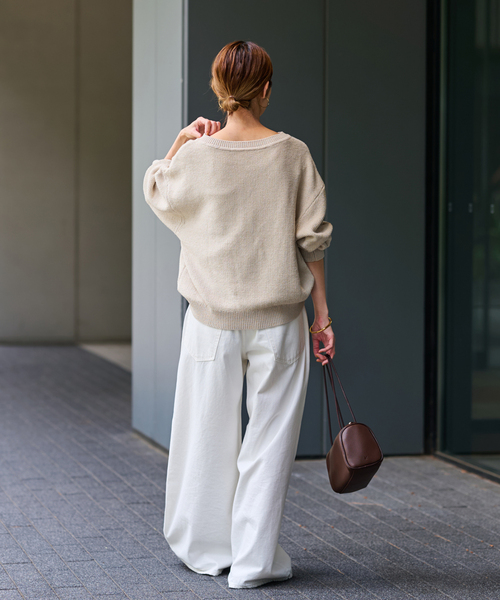 【新品・未使用】FRAMeWORK カノコ2way ヘンリーニット　ベージュ セール】≪追加 / 新色≫カノコ2WAYヘンリーニット（ニット/セーター