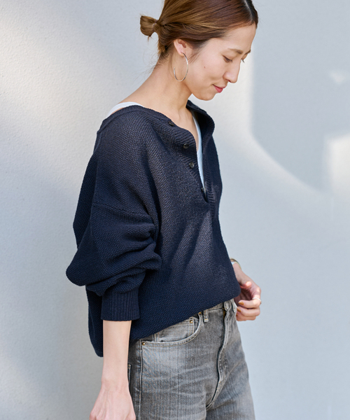 【新品タグ付】FRAMeWORK　フレームワーク　カノコ2WAYヘンリーニット ≪追加 / 新色≫カノコ2WAYヘンリーニット（ニット/セーター