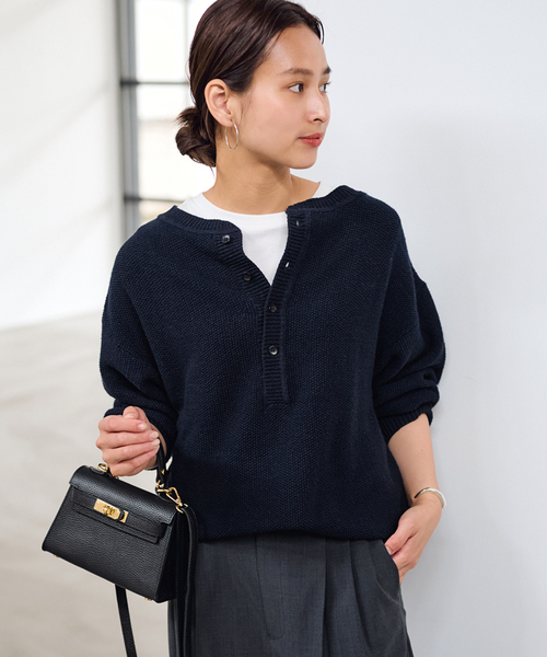 【新品タグ付】FRAMeWORK　フレームワーク　カノコ2WAYヘンリーニット ≪追加 / 新色≫カノコ2WAYヘンリーニット（ニット/セーター