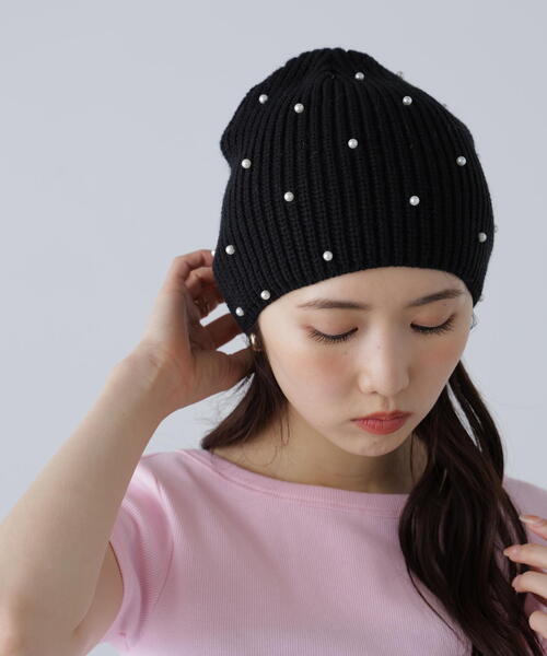 FREE'S MART（フリーズマート）の「パンチングニットワッチ（ニットキャップ/ビーニー・レディース・ブラック/グレー・ﾌﾘ-）」の3枚目の写真