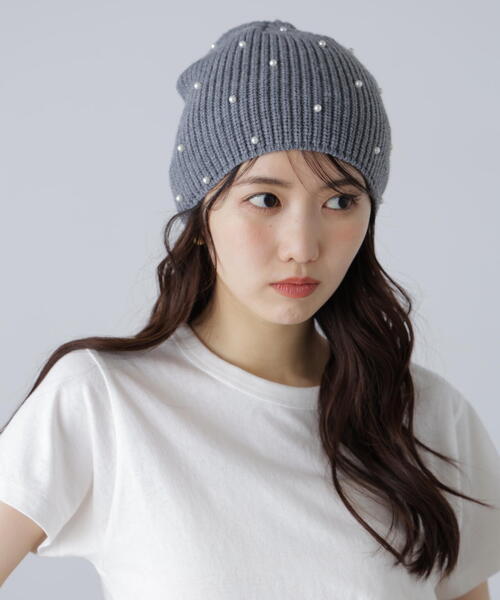 FREE'S MART（フリーズマート）の「パンチングニットワッチ（ニットキャップ/ビーニー・レディース・ブラック/グレー・ﾌﾘ-）」の6枚目の写真