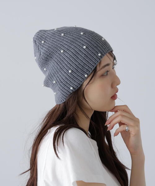FREE'S MART（フリーズマート）の「パンチングニットワッチ（ニットキャップ/ビーニー・レディース・ブラック/グレー・ﾌﾘ-）」の7枚目の写真