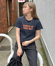 【選べる着丈】英字ロゴプリント半袖Tシャツ / ロゴTシャツ