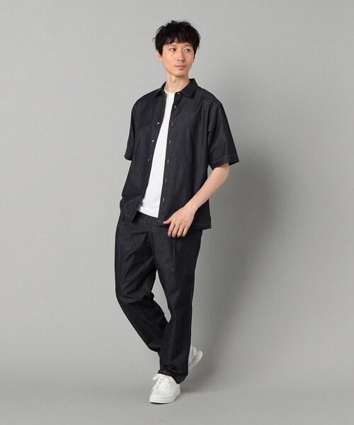 COMME CA MEN(コムサメン)の「岡山織り超長綿高密度デニム インタックパンツ(スラックス・メンズ・ネイビー/ブラック・M/L)」の8枚目の写真