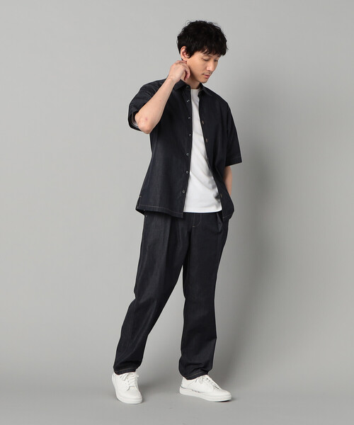 COMME CA MEN(コムサメン)の「岡山織り超長綿高密度デニム インタックパンツ(スラックス・メンズ・ネイビー/ブラック・M/L)」の9枚目の写真