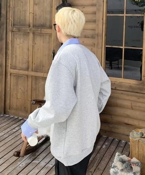 NOWLE(ノウル)の「【NOWLE】フェイクツーピース レイヤード プルオーバー スウェット(スウェット・メンズ・グレー/ブラック/ホワイト・X-LARGE/LARGE/MEDIUM)」の4枚目の写真