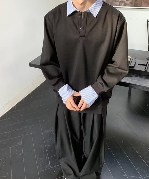 NOWLE(ノウル)の「【NOWLE】フェイクツーピース レイヤード プルオーバー スウェット(スウェット・メンズ・グレー/ブラック/ホワイト・X-LARGE/LARGE/MEDIUM)」の22枚目の写真
