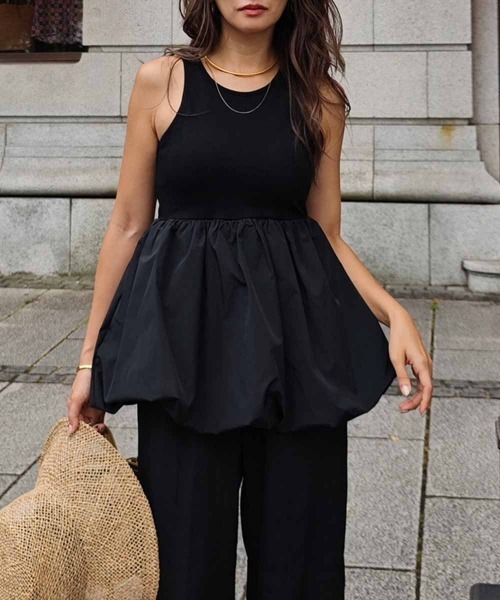 esutoreja（エストレジャ）の「バルーンタンクトップ（タンクトップ・レディース・ホワイト/ブラック・FREE）」の2枚目の写真