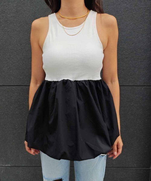 esutoreja（エストレジャ）の「バルーンタンクトップ（タンクトップ・レディース・ホワイト/ブラック・FREE）」の11枚目の写真