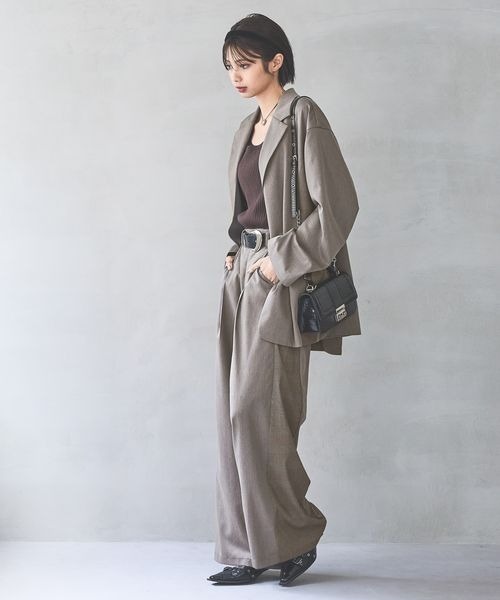 PAGEBOY(ページボーイ)の「【セットアップ対応】チェックMIXパンツ 《2サイズ展開》(スラックス・レディース・ブラック/ダークブラウン/チャコールグレー・SMALL/MEDIUM)」の11枚目の写真