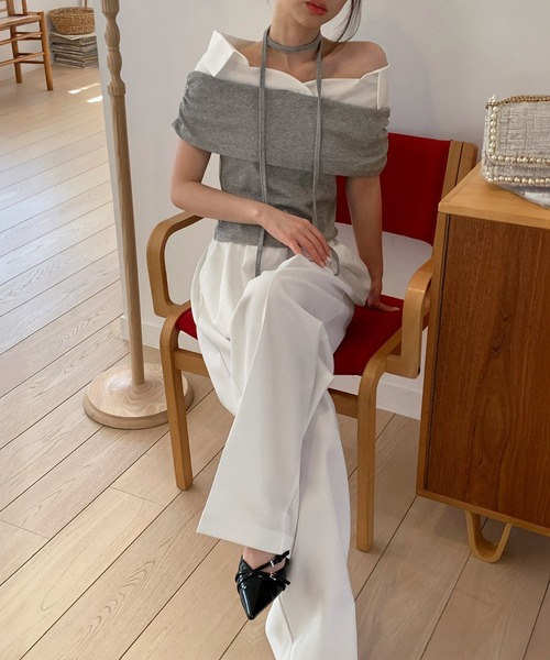 by muni:r（バイ ムニール）の「【低身長/高身長/サイズ展開有/5色展開】ピンタックワイドロングスラックス（スラックス・レディース・ブルー系その他/グレー/ベージュ/ブラック/アイボリー・S-Regular/S-Short/M-Regular/M-Short）」の7枚目の写真