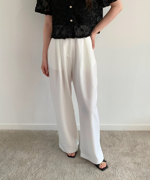 by muni:r（バイ ムニール）の「【低身長/高身長/サイズ展開有/5色展開】ピンタックワイドロングスラックス（スラックス・レディース・ブルー系その他/グレー/ベージュ/ブラック/アイボリー・S-Regular/S-Short/M-Regular/M-Short）」の19枚目の写真