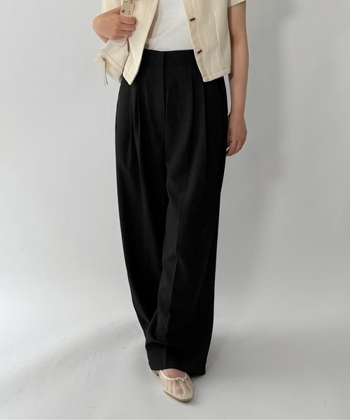 by muni:r（バイ ムニール）の「【低身長/高身長/サイズ展開有/5色展開】ピンタックワイドロングスラックス（スラックス・レディース・ブルー系その他/グレー/ベージュ/ブラック/アイボリー・S-Regular/S-Short/M-Regular/M-Short）」の21枚目の写真