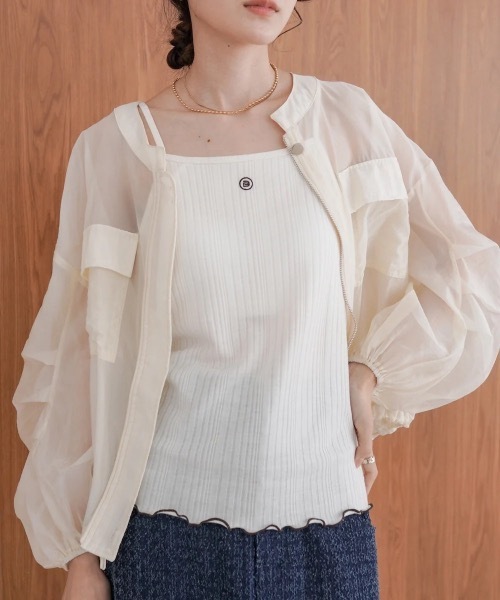 Bab（バブ）の「カップ付きアメスリキャミソール（キャミソール・レディース・グレー/アイボリー・FREE）」の4枚目の写真