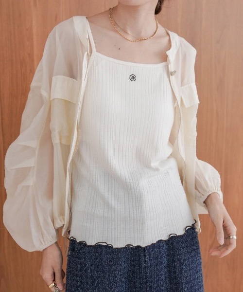 Bab（バブ）の「カップ付きアメスリキャミソール（キャミソール・レディース・グレー/アイボリー・FREE）」の6枚目の写真