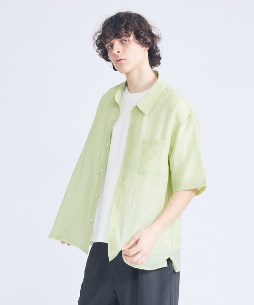 ABAHOUSE(アバハウス)の「スーパーシアー ラメドビー 半袖シャツ / オーバーサイズ(シャツ/ブラウス・メンズ・ネイビー/ホワイト/ライム/ブラック・46/48)」の4枚目の写真