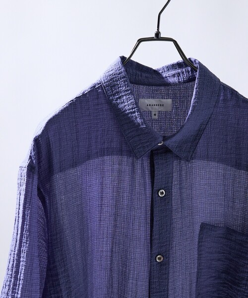 ABAHOUSE(アバハウス)の「スーパーシアー ラメドビー 半袖シャツ / オーバーサイズ(シャツ/ブラウス・メンズ・ネイビー/ホワイト/ライム/ブラック・46/48)」の6枚目の写真
