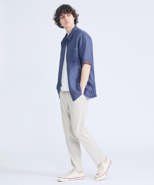ABAHOUSE(アバハウス)の「スーパーシアー ラメドビー 半袖シャツ / オーバーサイズ(シャツ/ブラウス・メンズ・ネイビー/ホワイト/ライム/ブラック・46/48)」の10枚目の写真