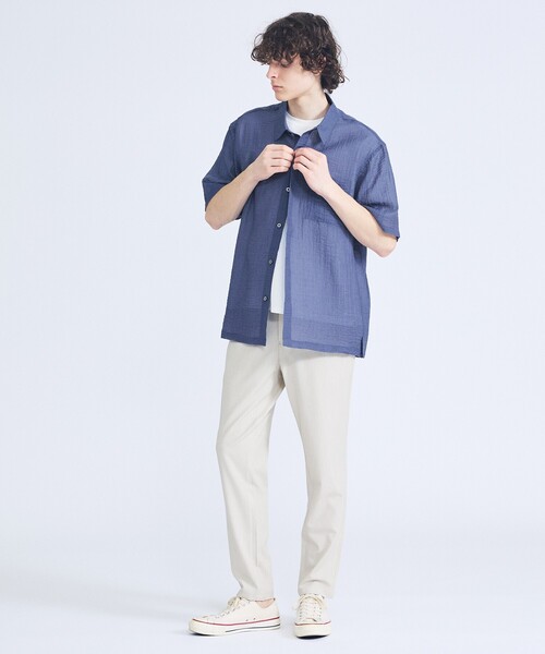 ABAHOUSE(アバハウス)の「スーパーシアー ラメドビー 半袖シャツ / オーバーサイズ(シャツ/ブラウス・メンズ・ネイビー/ホワイト/ライム/ブラック・46/48)」の11枚目の写真