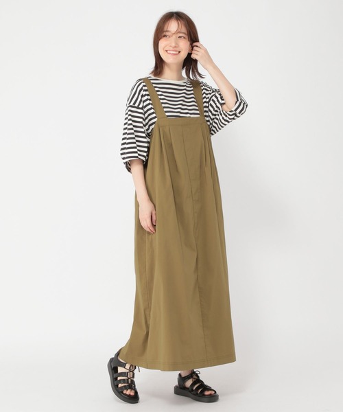 studio CLIP(スタディオクリップ)の「【軽量】タックジャンパースカート(ジャンパースカート・レディース・カーキ/ネイビー・FREE)」の2枚目の写真