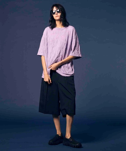 MAISON SPECIAL（メゾンスペシャル）の「《UNISEX》Wool Mix Stretch Prime-Wide Shorts/ウールミックスストレッチプライムワイドショーツ【MAISON SPECIAL/メゾンスペシャル】（その他パンツ・メンズ・ブラック/チャコールグレー/グレイッシュベージュ/パープル・0/1/2）」の5枚目の写真