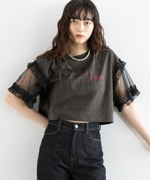 RAGEBLUE | 選べるショート＆ロング丈/チュールスリーブロゴTシャツ(Tシャツ/カットソー)