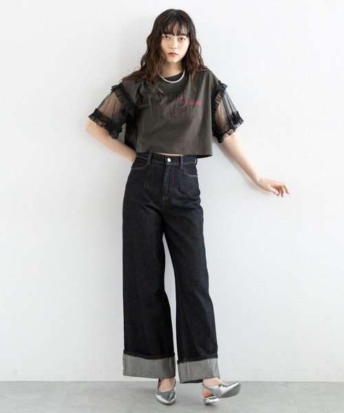 RAGEBLUE(レイジブルー)の「選べるショート&ロング丈/チュールスリーブロゴTシャツ(Tシャツ/カットソー・レディース・グレー/ダークグレー・MEDIUM/SMALL)」の20枚目の写真