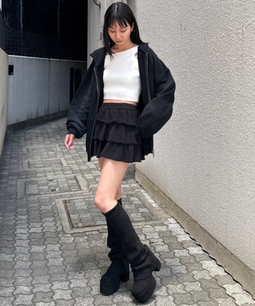 にゃん　新品 EMODA エモダ　ルーズフレアーカバーフィットブーツ　L 新品 EMODA エモダ ルーズフレアーカバーフィットブーツ L フレアー