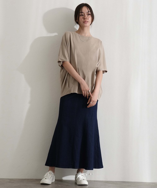 ElegChic(エレグシック)の「コットンコクーンシルエットプルオーバー(Tシャツ/カットソー・レディース・ベージュ系その他/オフホワイト/ブラック/ミント/チャコール・XL/4L/M)」の4枚目の写真
