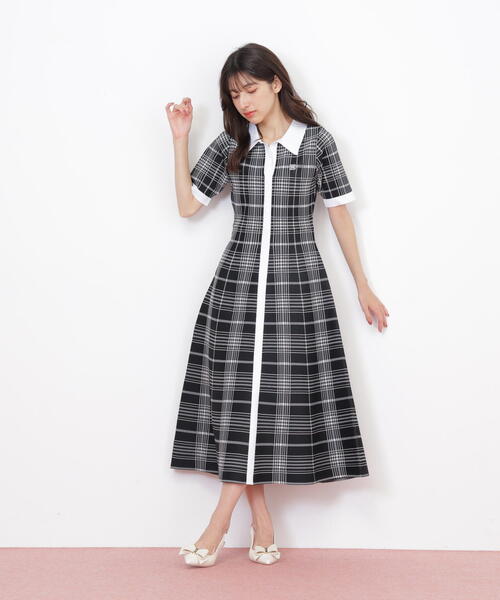 JILL by JILL STUART（ジルバイジルスチュアート）の「◇ビッグチェックニットワンピース（ワンピース・レディース・ホワイト系その他/ブラック系その他/ベージュ系その他・FREE）」の6枚目の写真