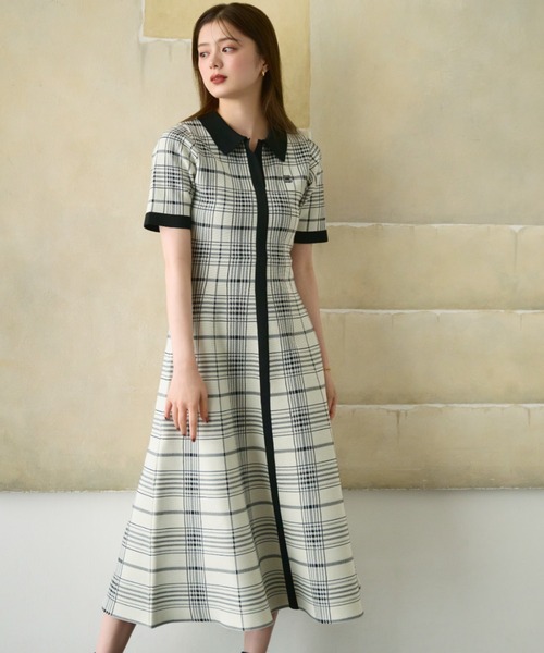JILL by JILL STUART（ジルバイジルスチュアート）の「◇ビッグチェックニットワンピース（ワンピース・レディース・ホワイト系その他/ブラック系その他/ベージュ系その他・FREE）」の2枚目の写真