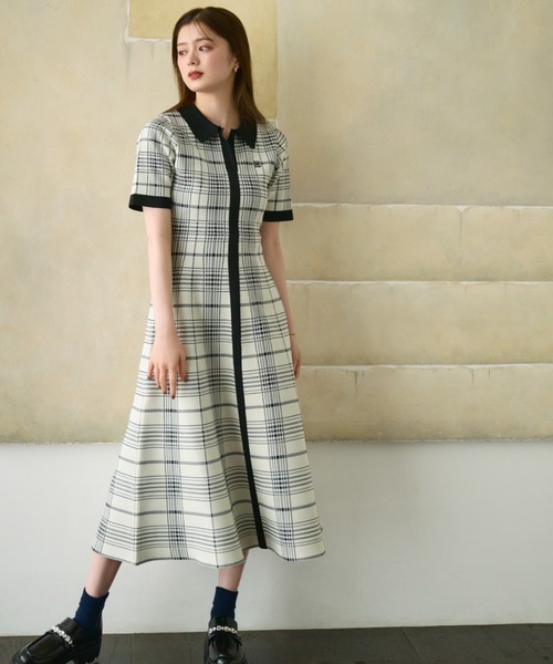 ビックチェックニットワンピース ビッグチェックニットワンピース｜ジルバイジルスチュアートの