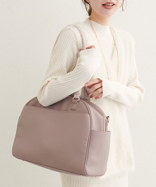 natural couture（ナチュラルクチュール）の「osonoボストンキャリーオンBAG（ボストンバッグ・レディース・ブラウン/グレイッシュベージュ/ブラック・FREE）」の7枚目の写真