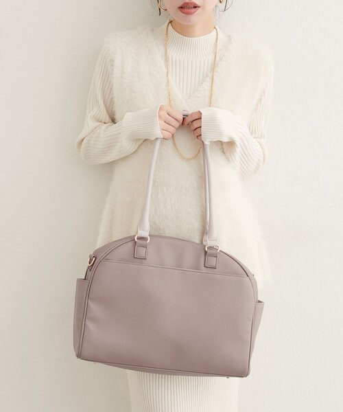 natural couture（ナチュラルクチュール）の「osonoボストンキャリーオンBAG（ボストンバッグ・レディース・ブラウン/グレイッシュベージュ/ブラック・FREE）」の9枚目の写真