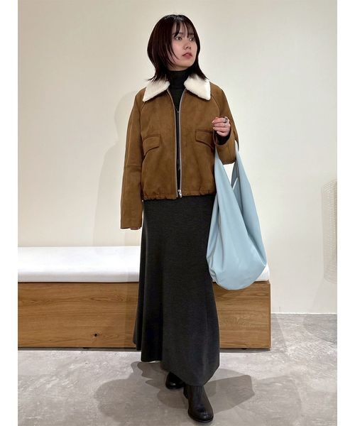 【美品】Mila Owen フェイクレザー　アノラックジャケット 大きめブラウン 美品】Mila Owen フェイクレザー アノラックジャケット 大きめ