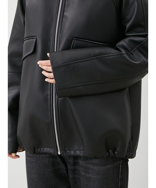 Mila Owen(ミラオーウェン)の「ステンカラーフェイクレザーブルゾン(ブルゾン・レディース・ブラック/キャメル/ダークブラウン・0/1)」の21枚目の写真