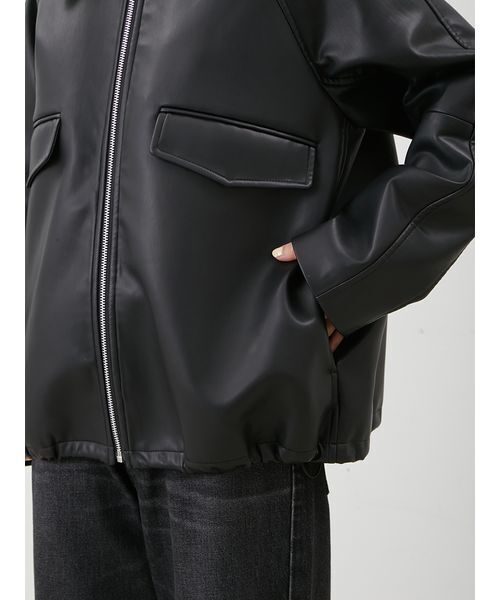 Mila Owen(ミラオーウェン)の「ステンカラーフェイクレザーブルゾン(ブルゾン・レディース・ブラック/キャメル/ダークブラウン・0/1)」の22枚目の写真