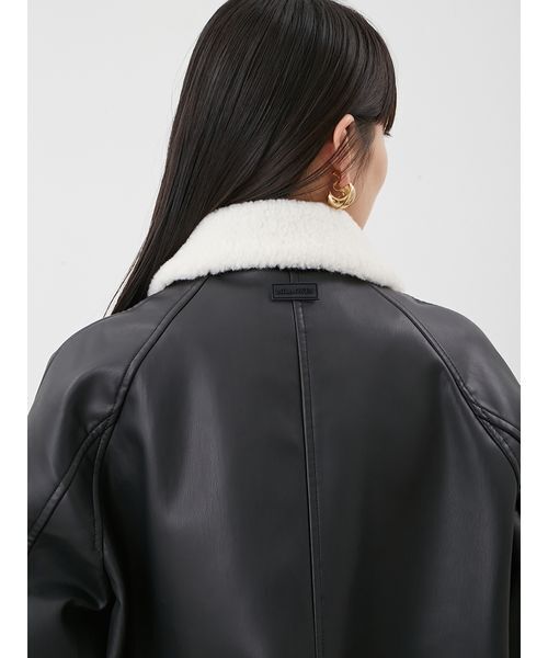 新品タグ付 Mila Owen 金釦 フェイクレザージャケット ブラック 1 WEB限定】金釦ダブルブレザー（テーラードジャケット/コート