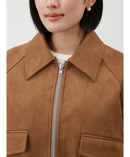 ステンカラーフェイクレザーブルゾン（ブルゾン）｜Mila Owen