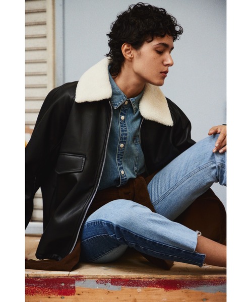 ステンカラーフェイクレザーブルゾン（ブルゾン）｜Mila Owen（ミラ