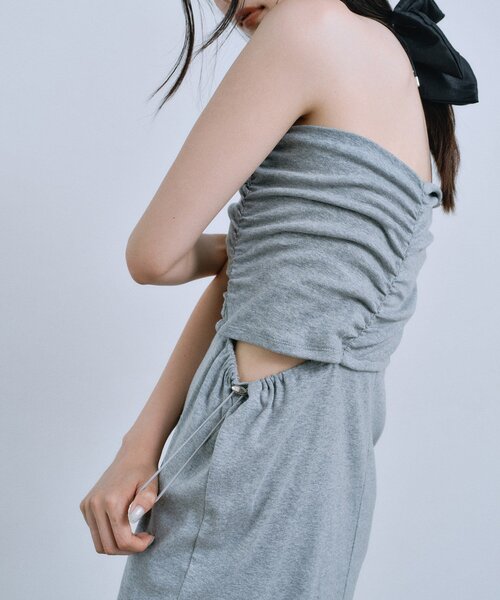 CODE A（コードエー）の「drawstring skirt dress（スカート・レディース・ライトグレー/グレー・00）」の9枚目の写真