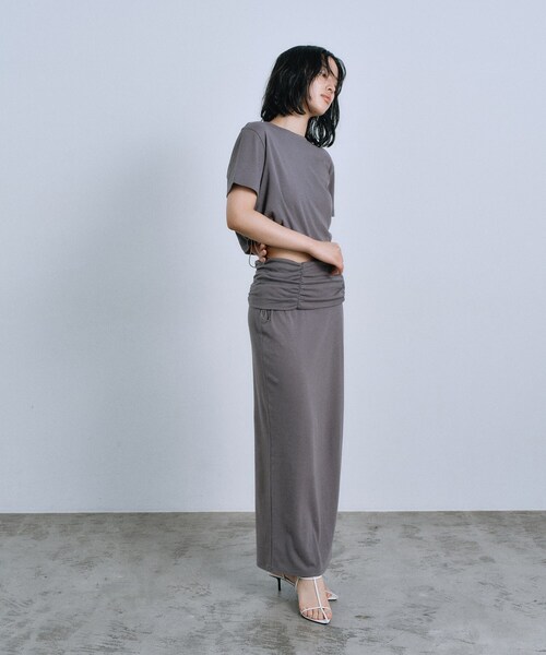 CODE A（コードエー）の「drawstring skirt dress（スカート・レディース・ライトグレー/グレー・00）」の5枚目の写真