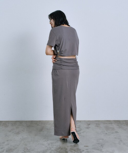CODE A（コードエー）の「drawstring skirt dress（スカート・レディース・ライトグレー/グレー・00）」の6枚目の写真