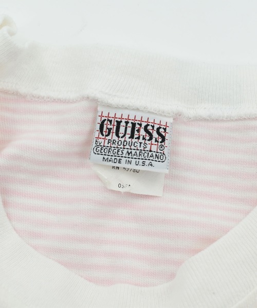 LABORATORY R(ラボラトリーアール)の「【USED】90’s Guess/GEORGES MARCIANO期 ボーダー ロゴ Tシャツ USA製(Tシャツ/カットソー・メンズ・ホワイト・X-LARGE)」の5枚目の写真